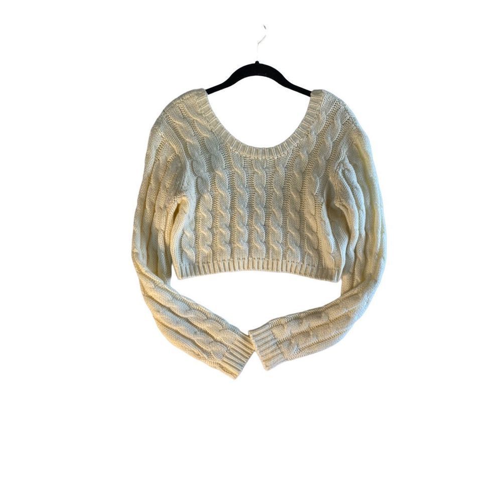 Windsor women’s ivory cropped low back sweater, size small